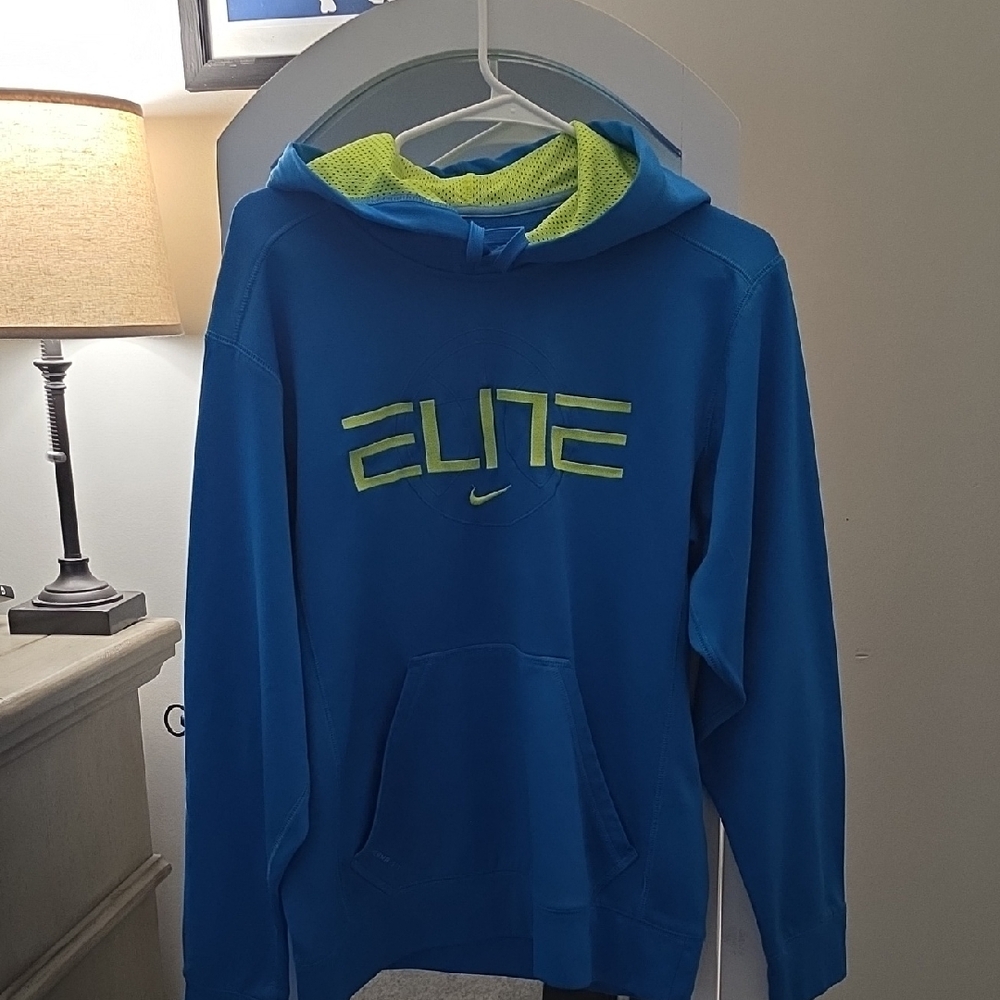 Nike Elite Blue Hoodie with Neon Yellow Accents